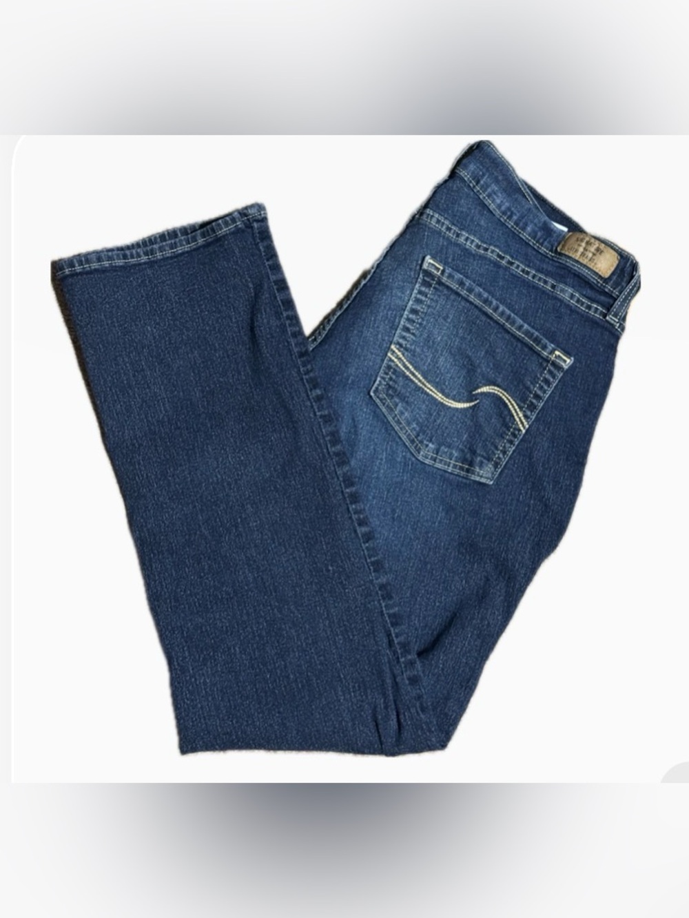 Signature by Levi Strauss Women's Distressed Dark Blue Curvy Straight Jeans 16